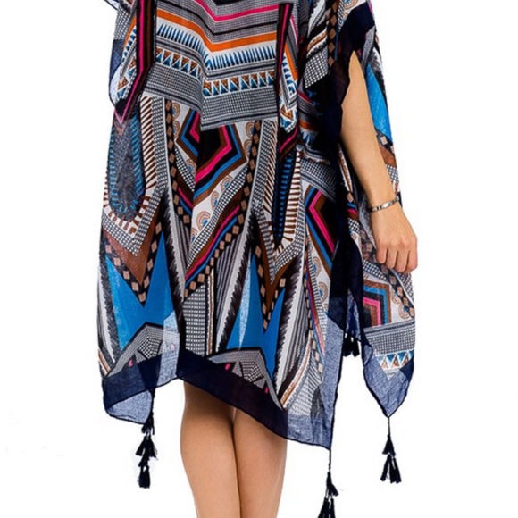 S-XXL🌵Aria Geo Pop Color Tribal Kimono New - Picture 7 of 7